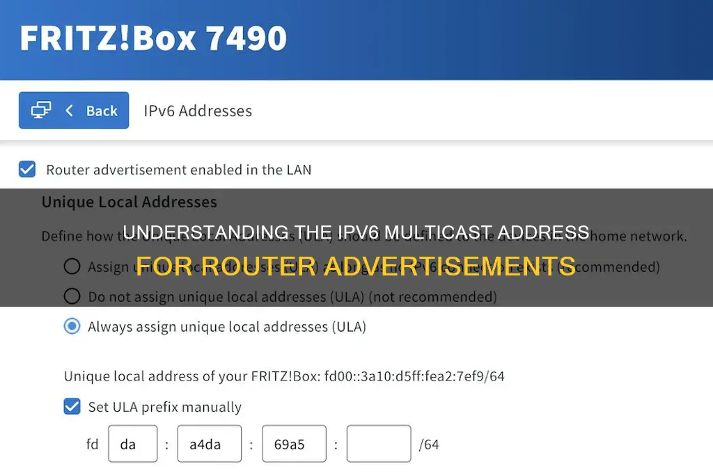 which ipv6 multicast address is used for router advertisements