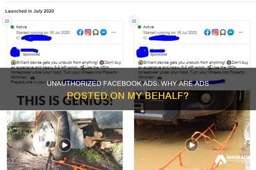 why are advertisement being posted on my behalf on facebook