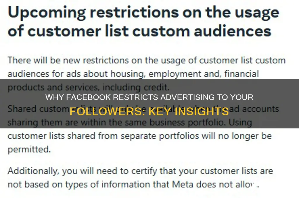 why cant i advertise to followers on facebook