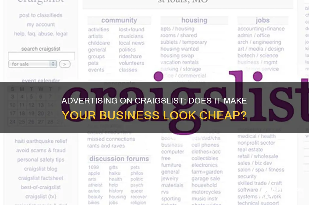 will business look cheap if i advertise on craigslist